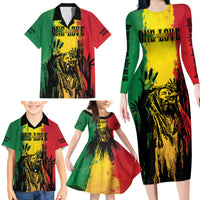 Legend Bob Personalized Family Matching Long Sleeve Bodycon Dress and Hawaiian Shirt Reggae Grunge LT7 - Wonder Print Shop