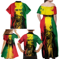 Legend Bob Personalized Family Matching Off Shoulder Maxi Dress and Hawaiian Shirt Reggae Grunge LT7 - Wonder Print Shop