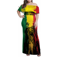 Legend Bob Personalized Family Matching Off Shoulder Maxi Dress and Hawaiian Shirt Reggae Grunge LT7 - Wonder Print Shop