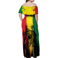 Legend Bob Personalized Family Matching Off Shoulder Maxi Dress and Hawaiian Shirt Reggae Grunge LT7 - Wonder Print Shop