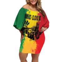 Legend Bob Personalized Family Matching Off Shoulder Short Dress and Hawaiian Shirt Reggae Grunge LT7 - Wonder Print Shop