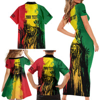 Legend Bob Personalized Family Matching Short Sleeve Bodycon Dress and Hawaiian Shirt Reggae Grunge - Wonder Print Shop
