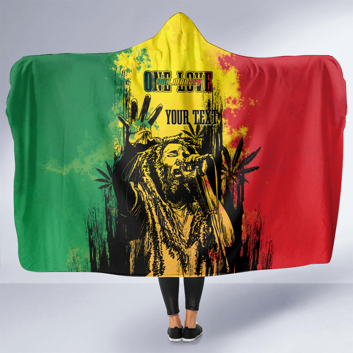 Bob Marley Personalized Hooded Blanket Reggae Grunge