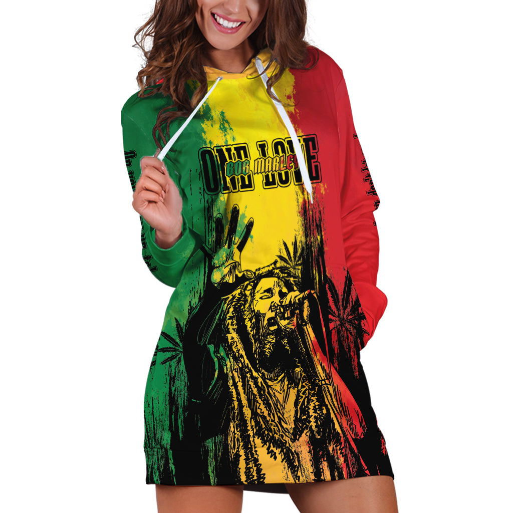 Legend Bob Personalized Hoodie Dress Reggae Grunge - Wonder Print Shop