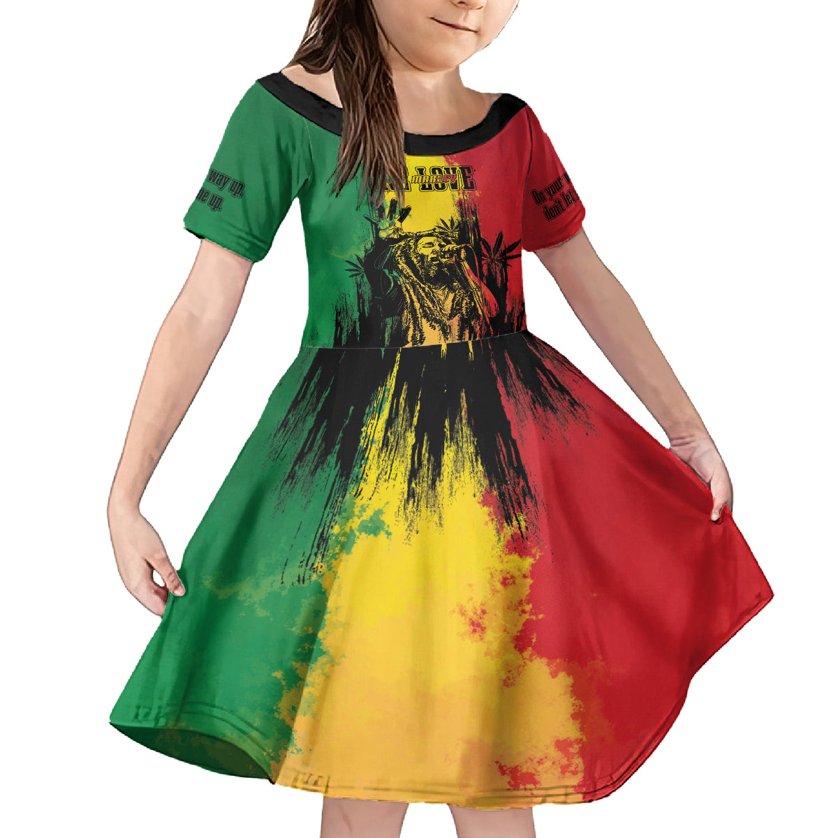 Legend Bob Personalized Kid Short Sleeve Dress Reggae Grunge - Wonder Print Shop