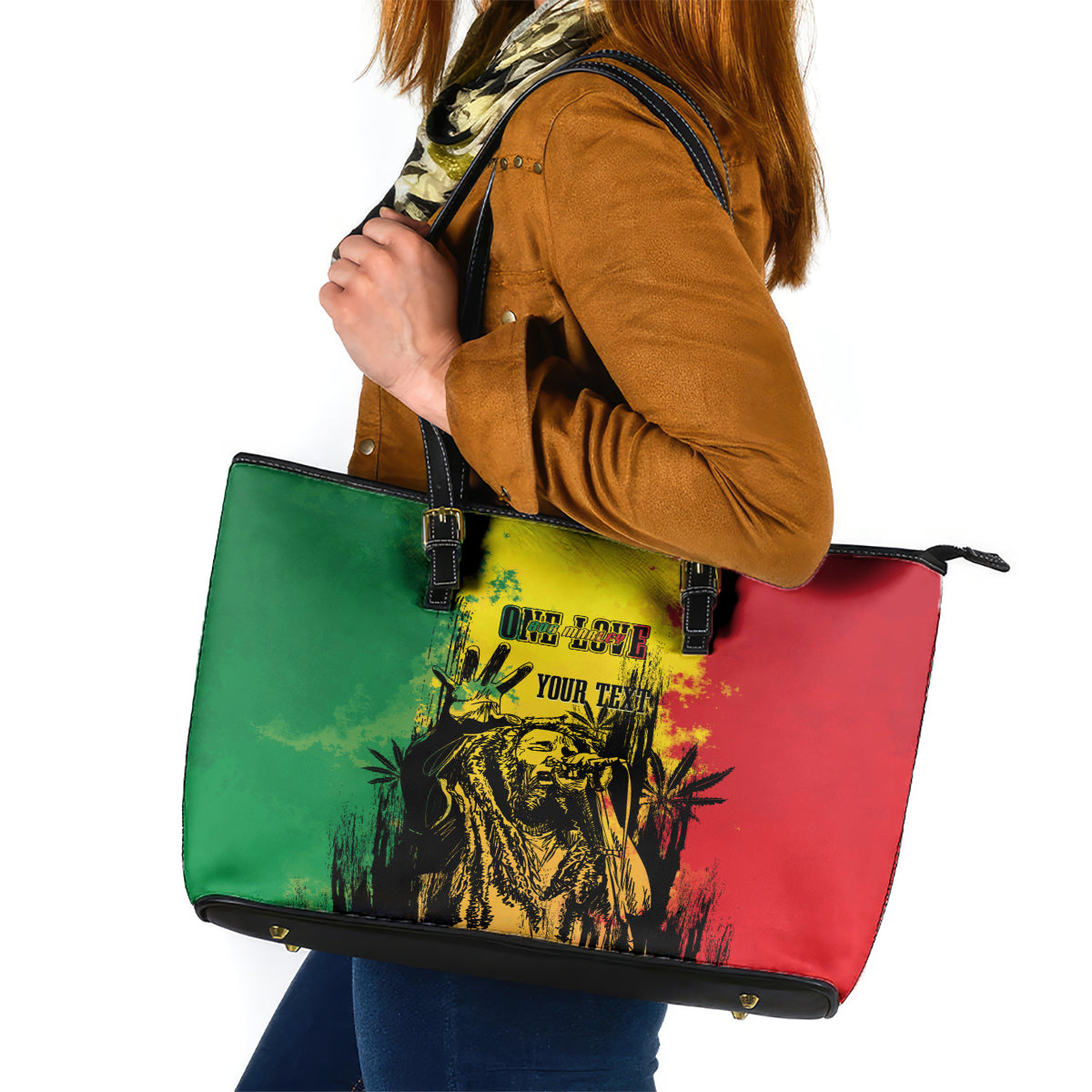 Legend Bob Personalized Leather Tote Bag Reggae Grunge - Wonder Print Shop