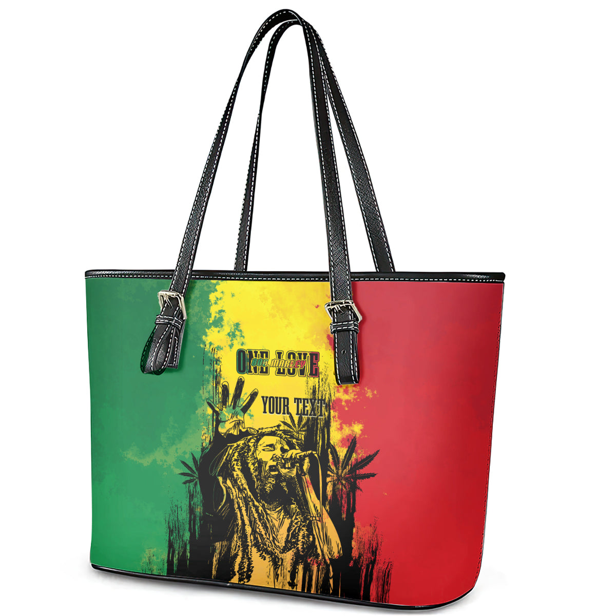 Legend Bob Personalized Leather Tote Bag Reggae Grunge - Wonder Print Shop