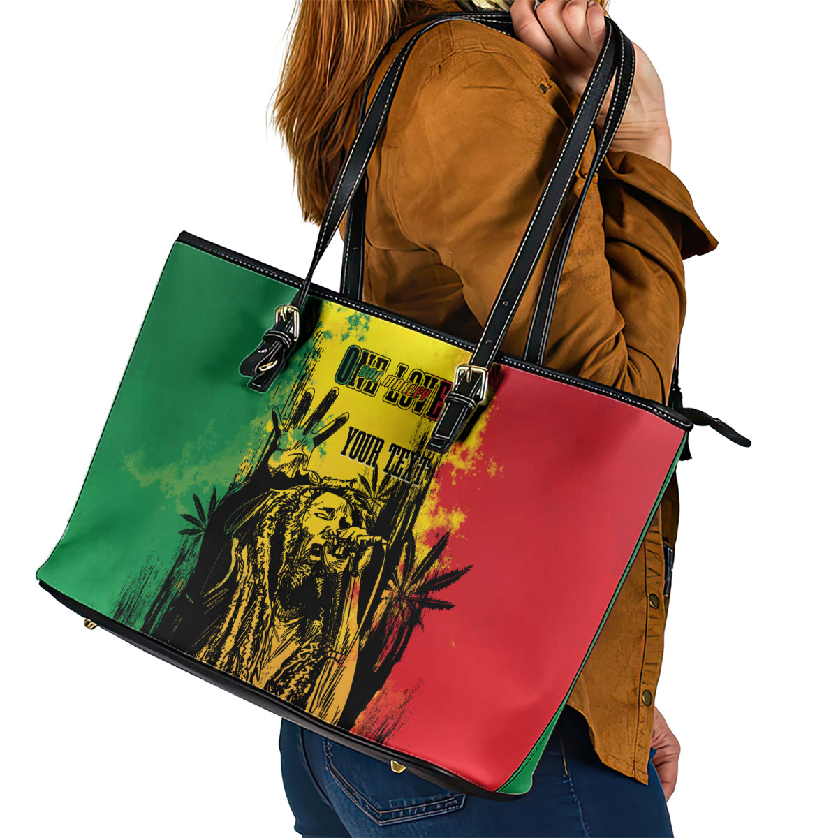 Legend Bob Personalized Leather Tote Bag Reggae Grunge - Wonder Print Shop