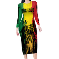Legend Bob Personalized Long Sleeve Bodycon Dress Reggae Grunge - Wonder Print Shop