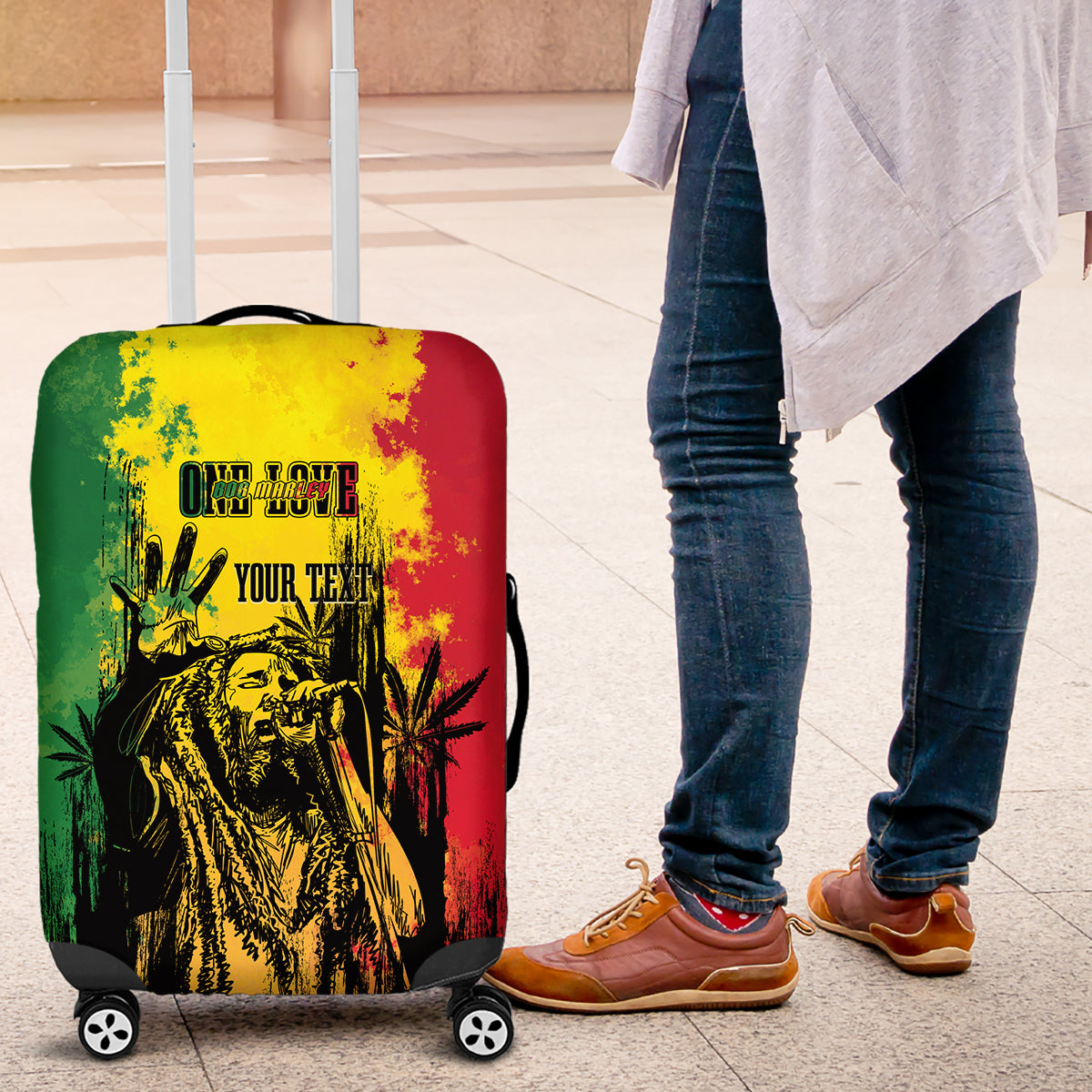 Legend Bob Personalized Luggage Cover Reggae Grunge - Wonder Print Shop