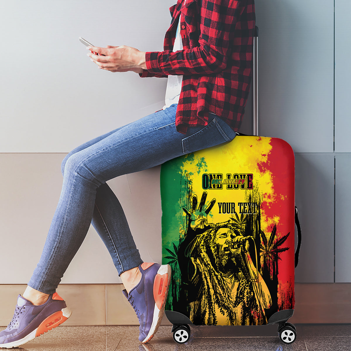 Legend Bob Personalized Luggage Cover Reggae Grunge - Wonder Print Shop