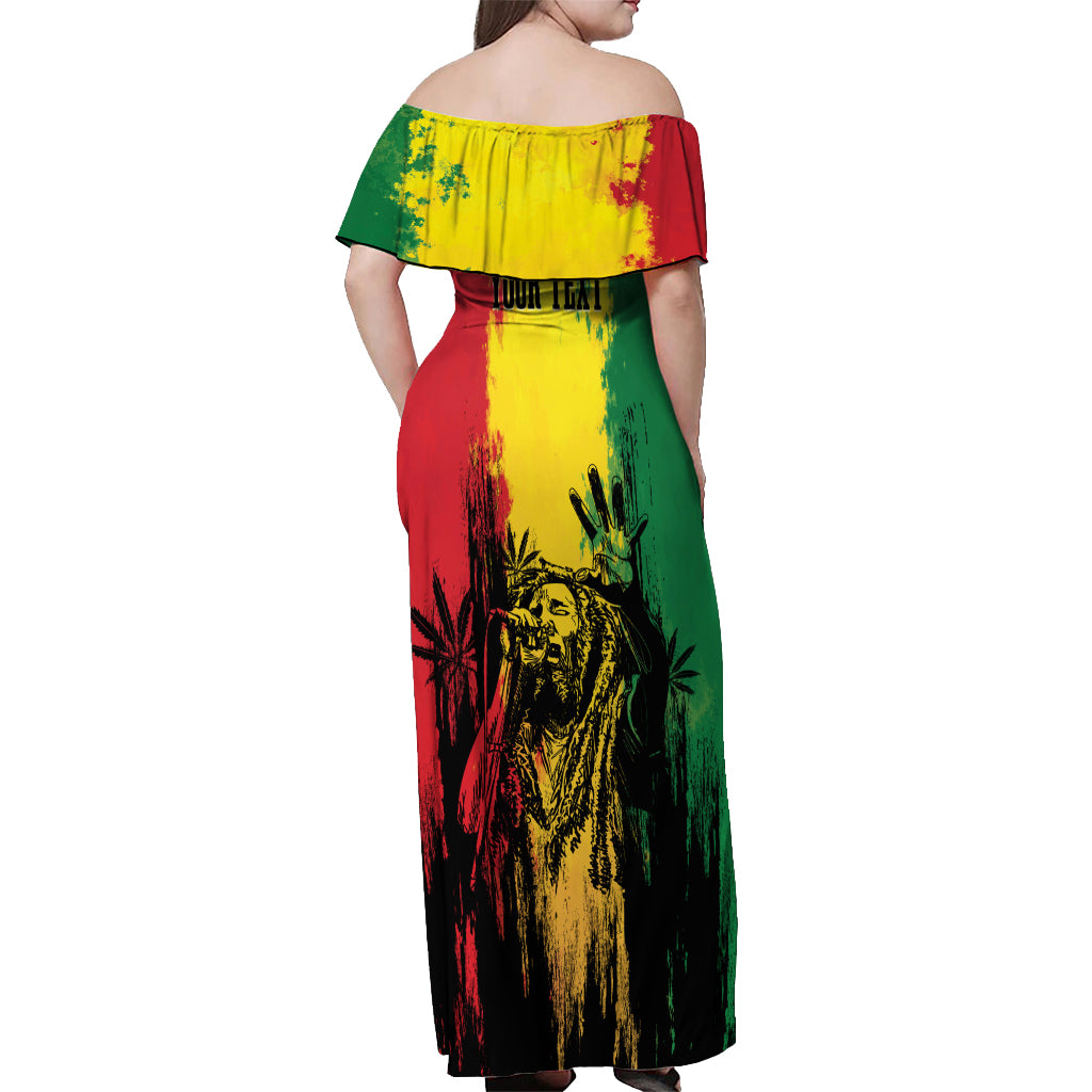 Legend Bob Personalized Off Shoulder Maxi Dress Reggae Grunge - Wonder Print Shop