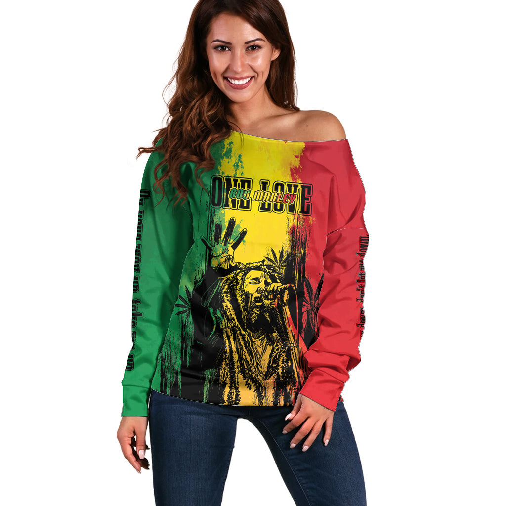 Legend Bob Personalized Off Shoulder Sweater Reggae Grunge - Wonder Print Shop