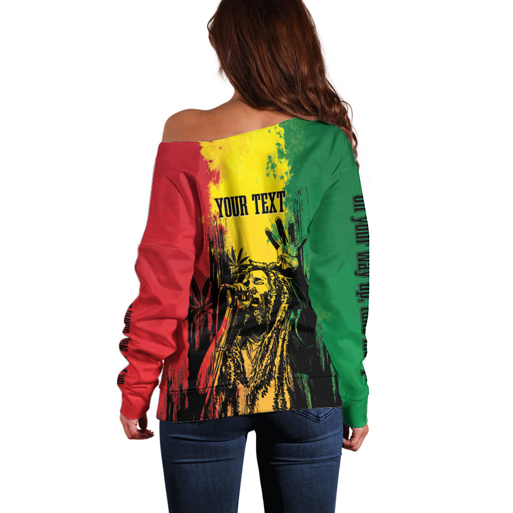 Legend Bob Personalized Off Shoulder Sweater Reggae Grunge - Wonder Print Shop