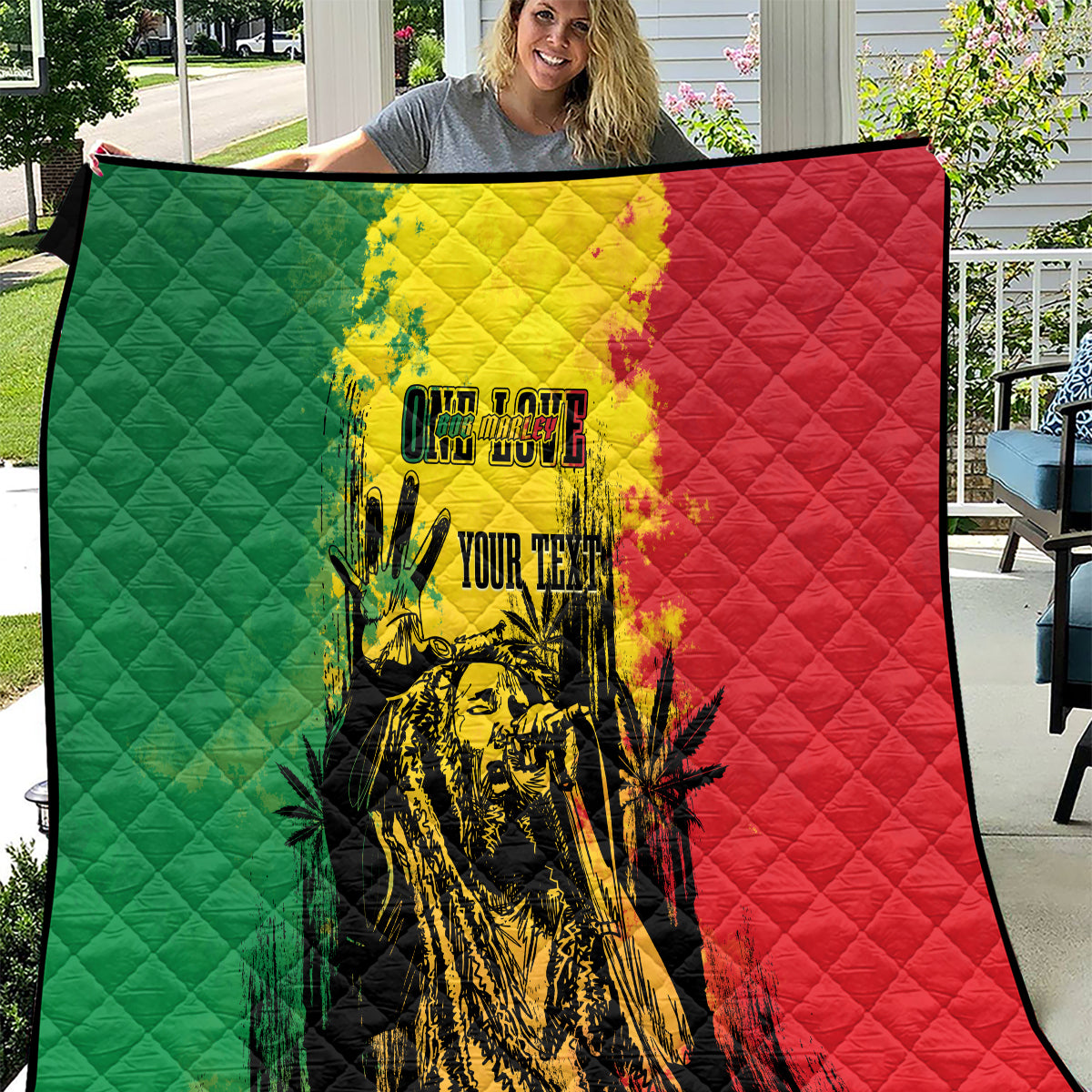 Legend Bob Personalized Quilt Reggae Grunge - Wonder Print Shop