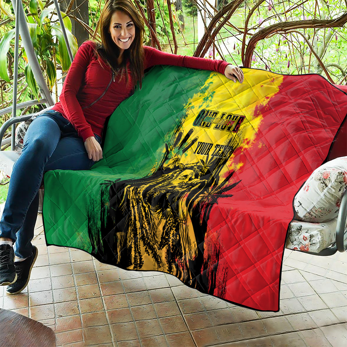 Legend Bob Personalized Quilt Reggae Grunge - Wonder Print Shop