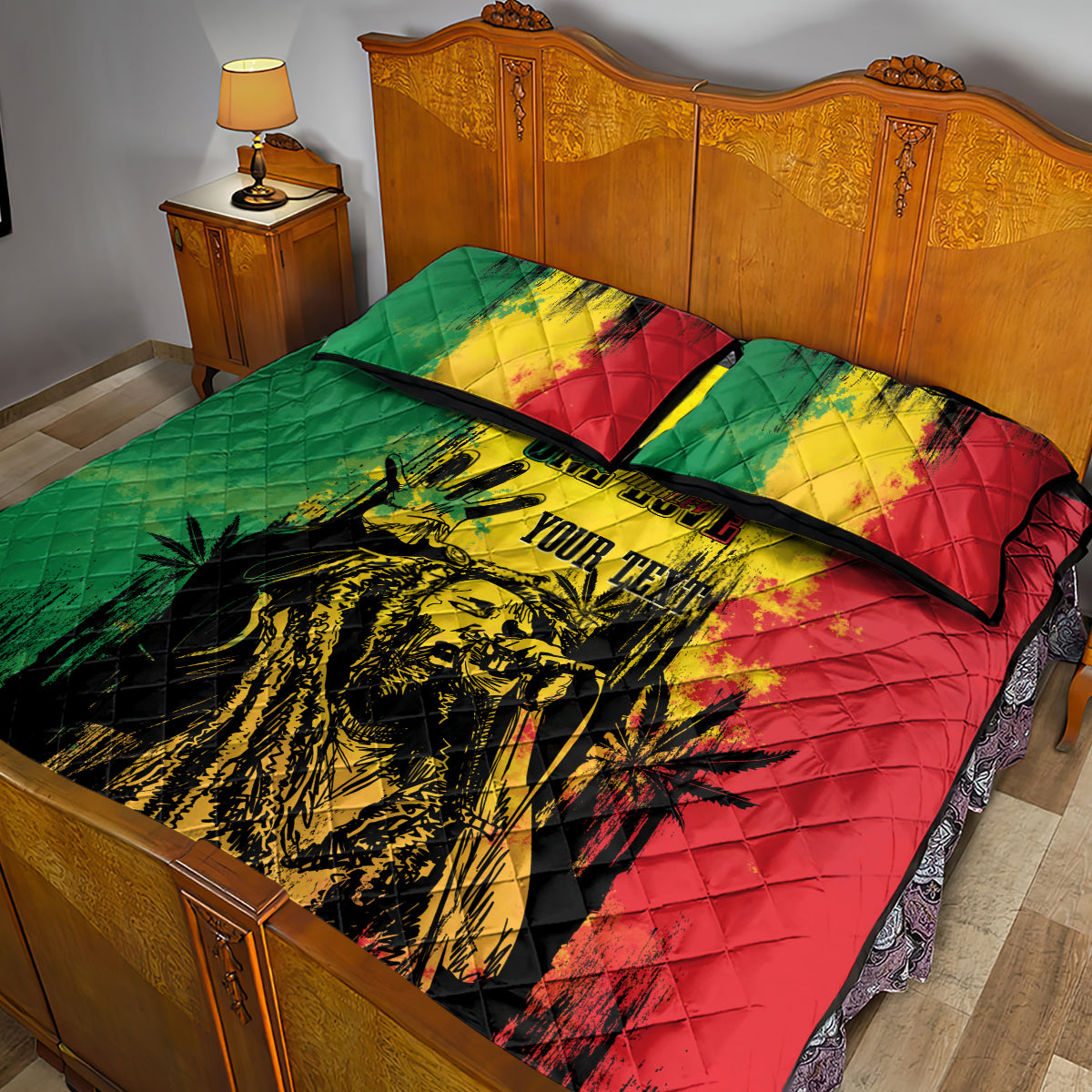 Legend Bob Personalized Quilt Bed Set Reggae Grunge - Wonder Print Shop