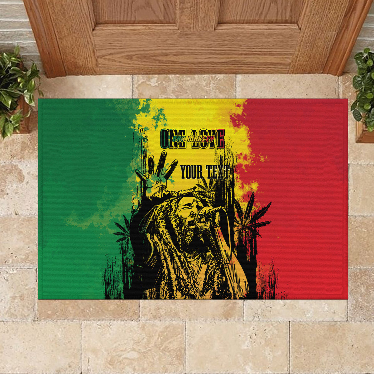 Legend Bob Personalized Rubber Doormat Reggae Grunge - Wonder Print Shop
