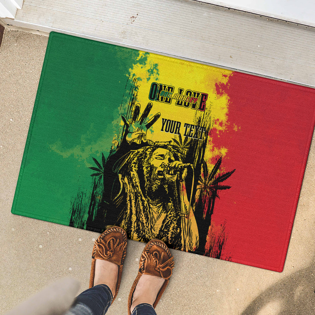 Legend Bob Personalized Rubber Doormat Reggae Grunge - Wonder Print Shop