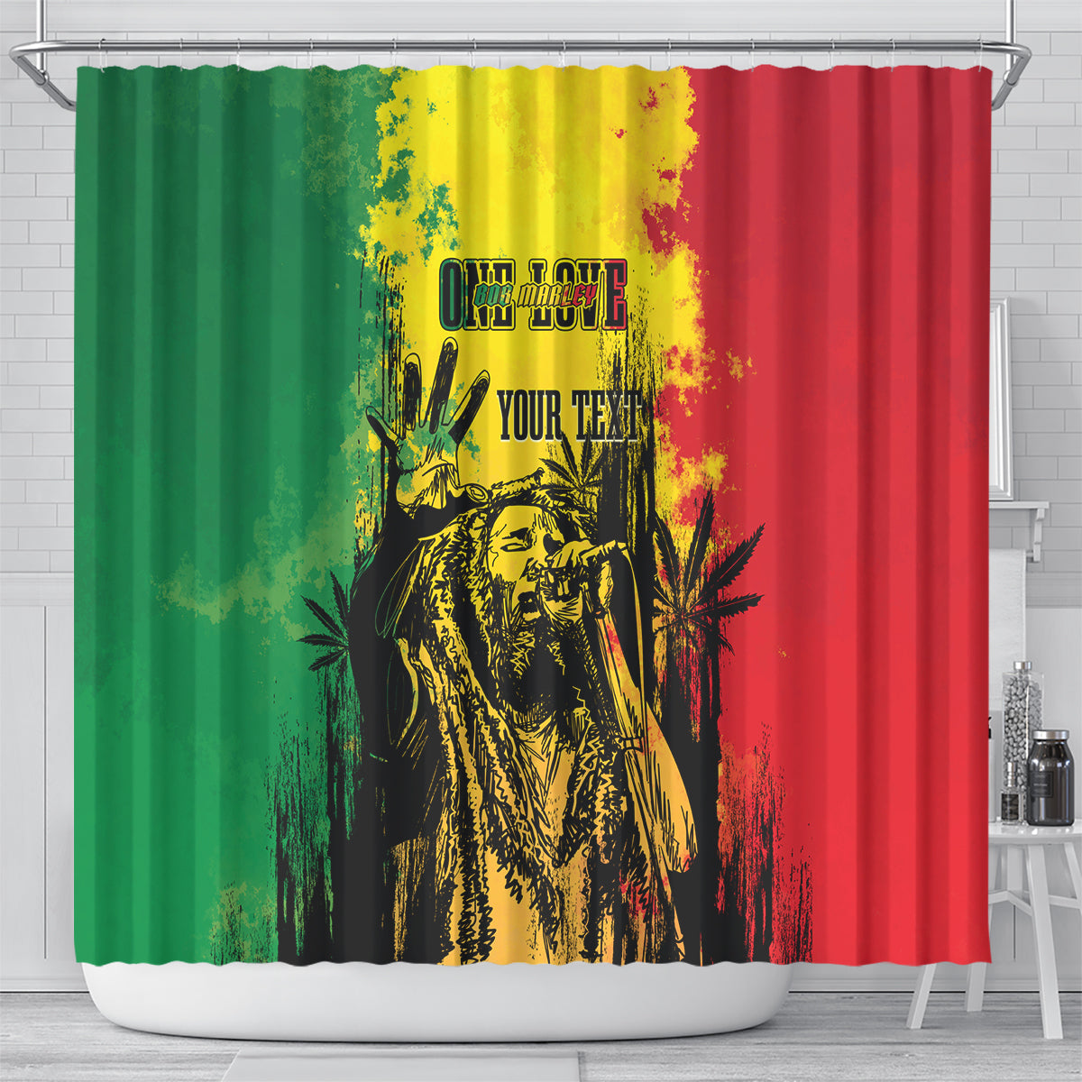 Bob Marley Personalized Shower Curtain Reggae Grunge