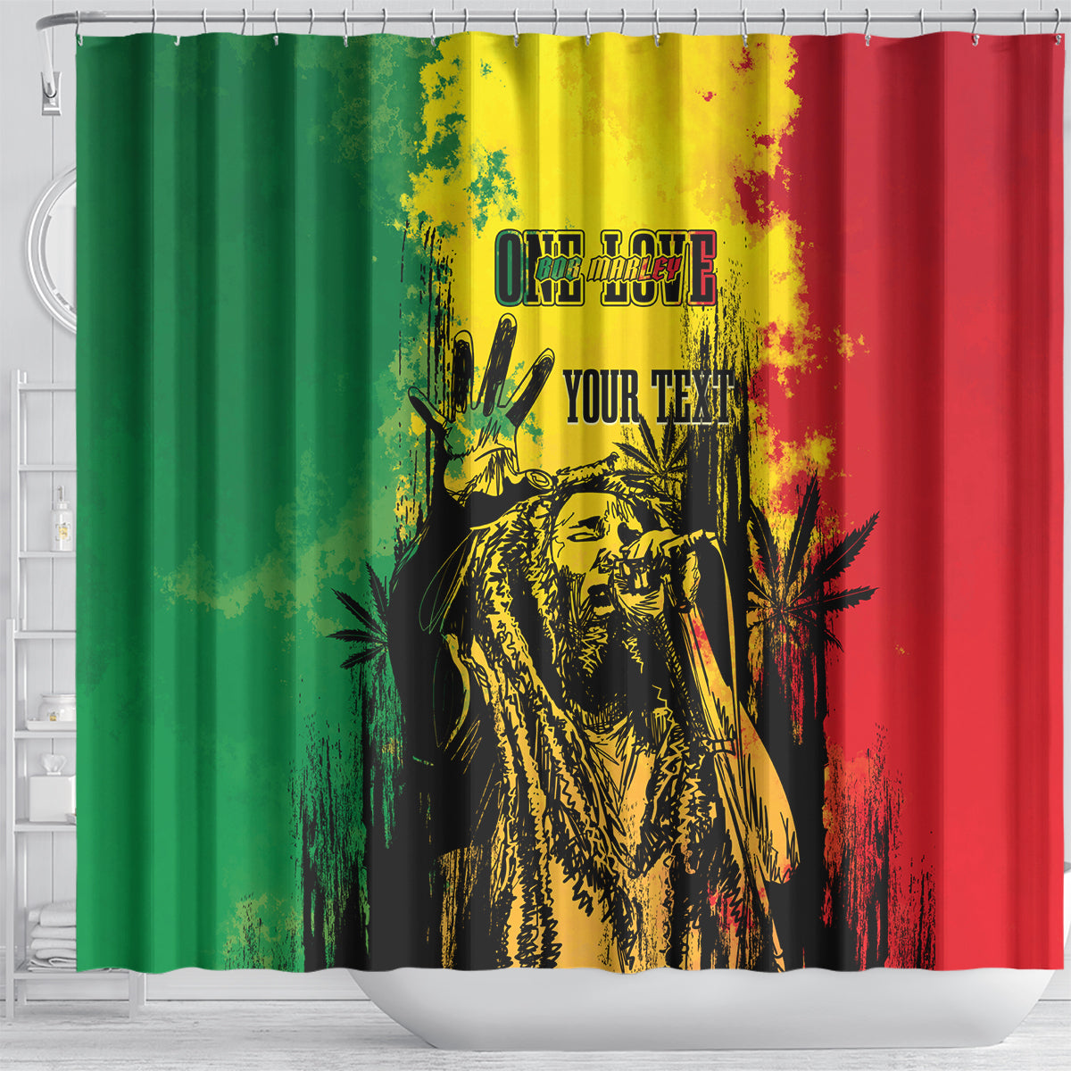 Bob Marley Personalized Shower Curtain Reggae Grunge