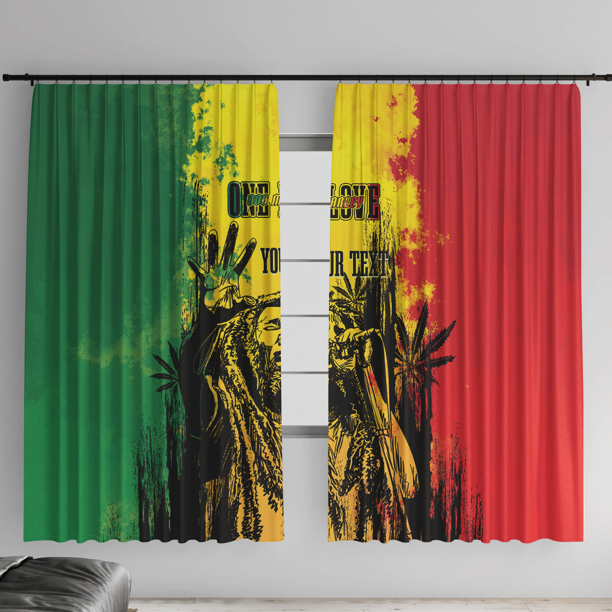 Legend Bob Personalized Window Curtain Reggae Grunge - Wonder Print Shop