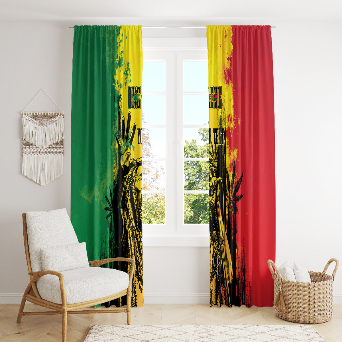 Legend Bob Personalized Window Curtain Reggae Grunge - Wonder Print Shop
