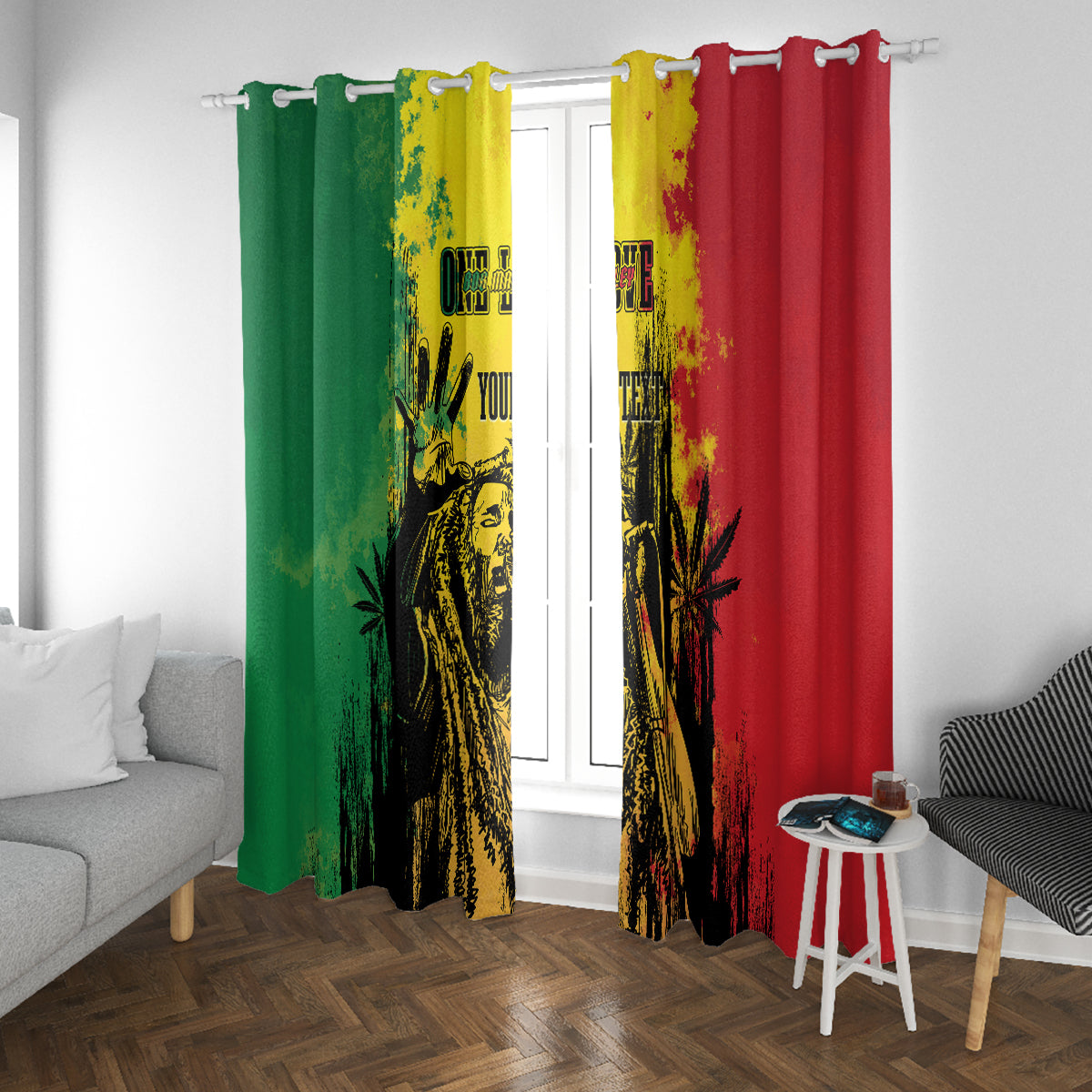 Legend Bob Personalized Window Curtain Reggae Grunge - Wonder Print Shop