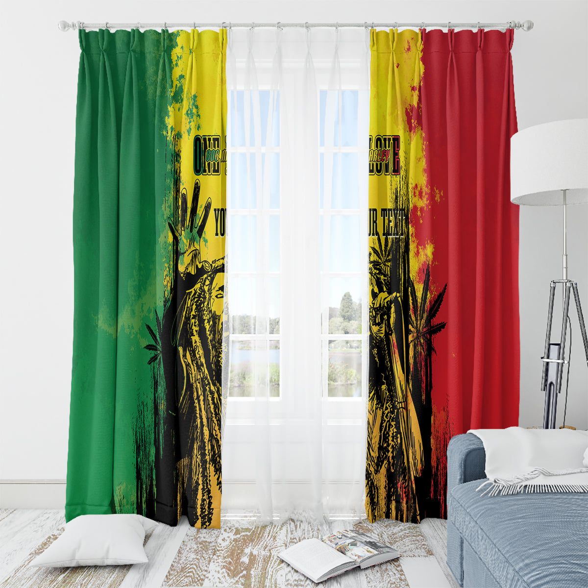 Legend Bob Personalized Window Curtain Reggae Grunge - Wonder Print Shop