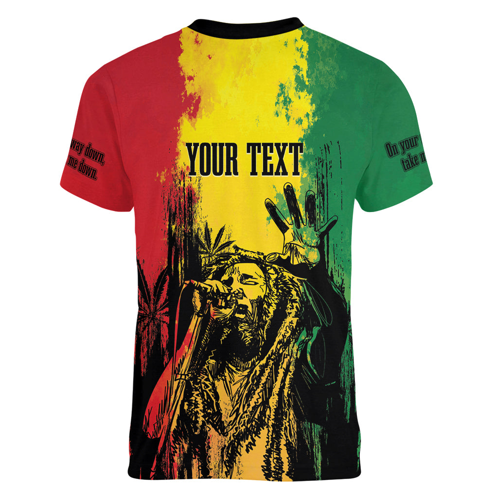 Legend Bob Personalized Women V Neck T Shirt Reggae Grunge - Wonder Print Shop