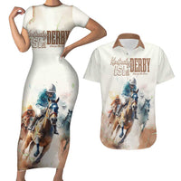 Personalised Kentucky Horse Racing Couples Matching Short Sleeve Bodycon Dress and Hawaiian Shirt 151st Anniversary LT7