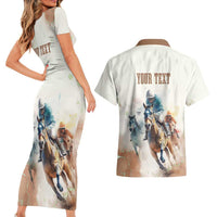 Personalised Kentucky Horse Racing Couples Matching Short Sleeve Bodycon Dress and Hawaiian Shirt 151st Anniversary LT7