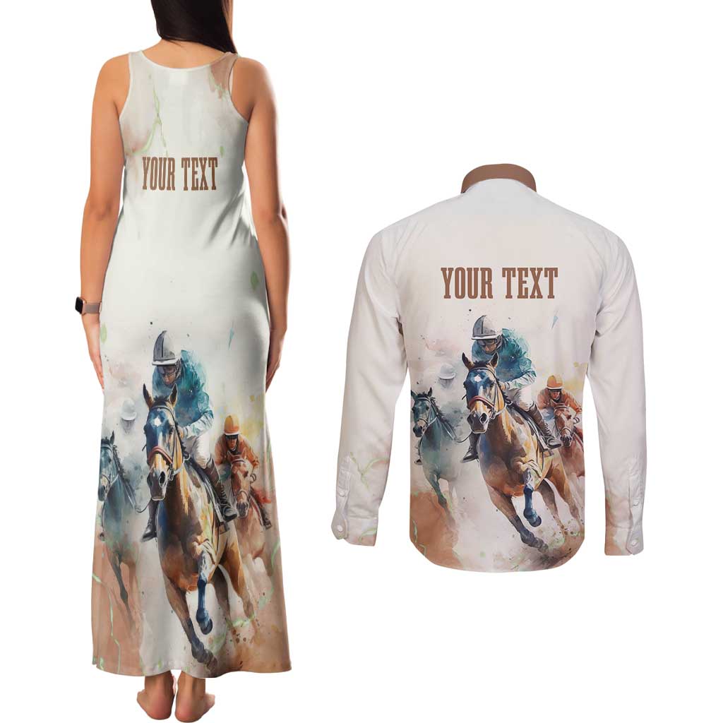 Personalised Kentucky Horse Racing Couples Matching Tank Maxi Dress and Long Sleeve Button Shirt 151st Anniversary LT7