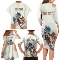 Personalised Kentucky Horse Racing Family Matching Long Sleeve Bodycon Dress and Hawaiian Shirt 151st Anniversary LT7