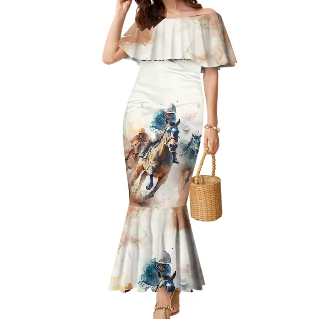 Personalised Kentucky Horse Racing Family Matching Mermaid Dress and Hawaiian Shirt 151st Anniversary LT7