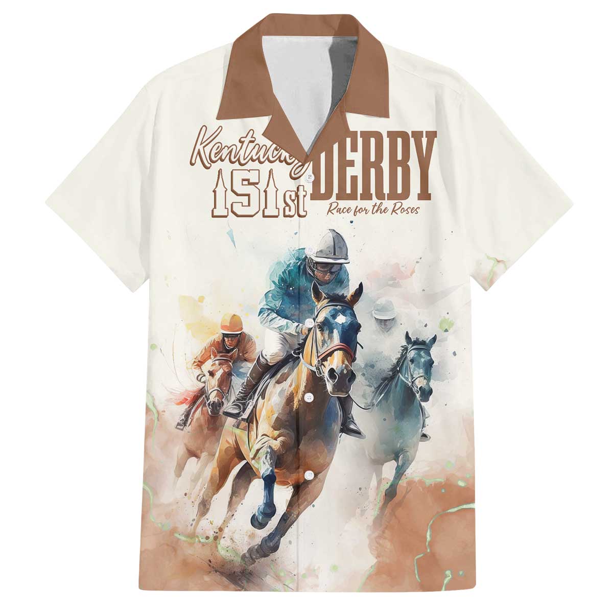 Personalised Kentucky Horse Racing Family Matching Off Shoulder Long Sleeve Dress and Hawaiian Shirt 151st Anniversary LT7