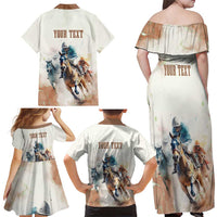 Personalised Kentucky Horse Racing Family Matching Off Shoulder Maxi Dress and Hawaiian Shirt 151st Anniversary LT7