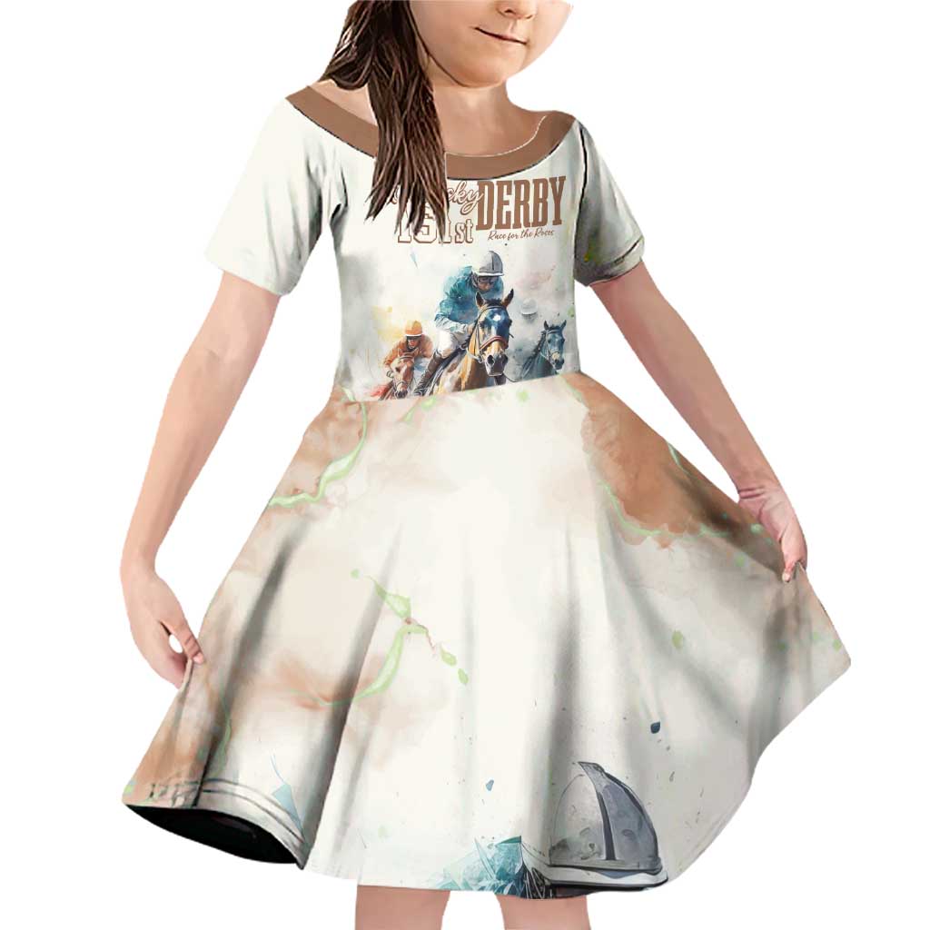 Personalised Kentucky Horse Racing Family Matching Off Shoulder Short Dress and Hawaiian Shirt 151st Anniversary LT7