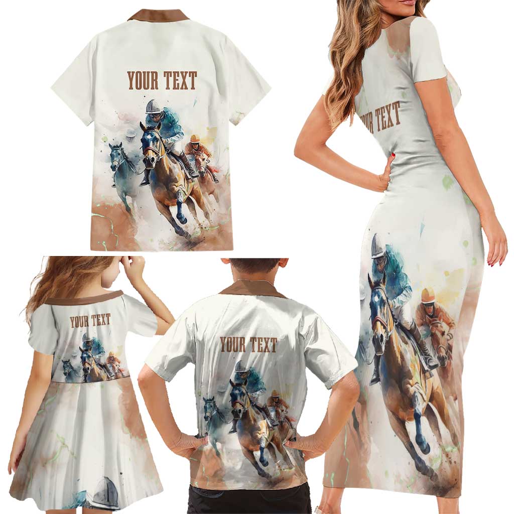 Personalised Kentucky Horse Racing Family Matching Short Sleeve Bodycon Dress and Hawaiian Shirt 151st Anniversary LT7