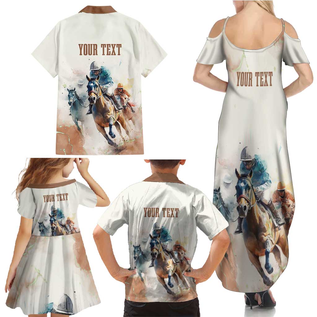 Personalised Kentucky Horse Racing Family Matching Summer Maxi Dress and Hawaiian Shirt 151st Anniversary LT7