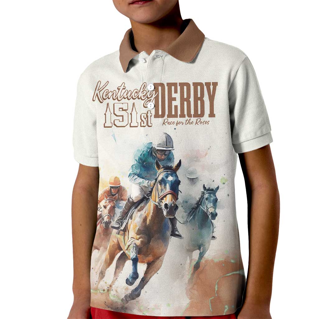 Personalised Kentucky Horse Racing Kid Polo Shirt 151st Anniversary LT7