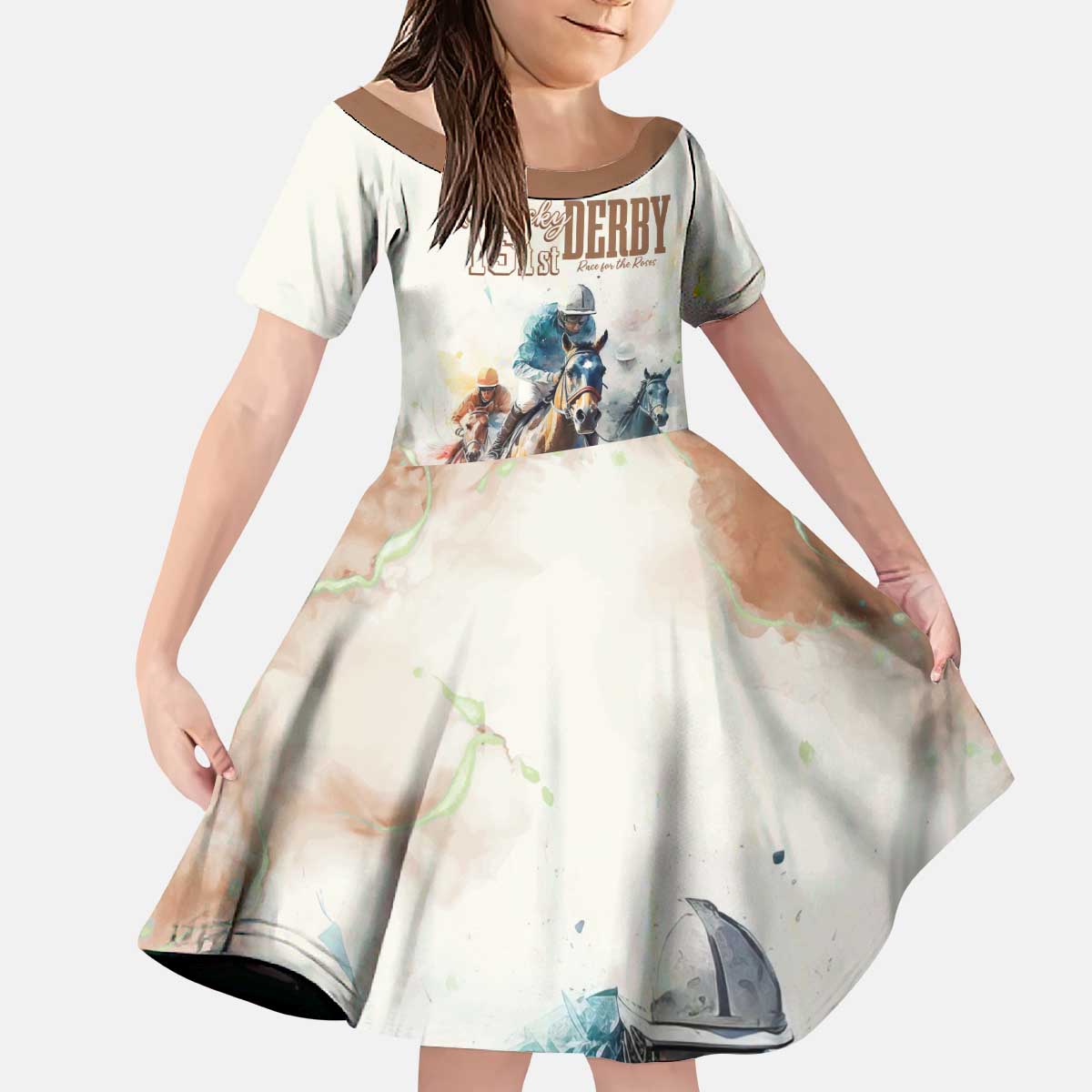 Personalised Kentucky Horse Racing Kid Short Sleeve Dress 151st Anniversary LT7