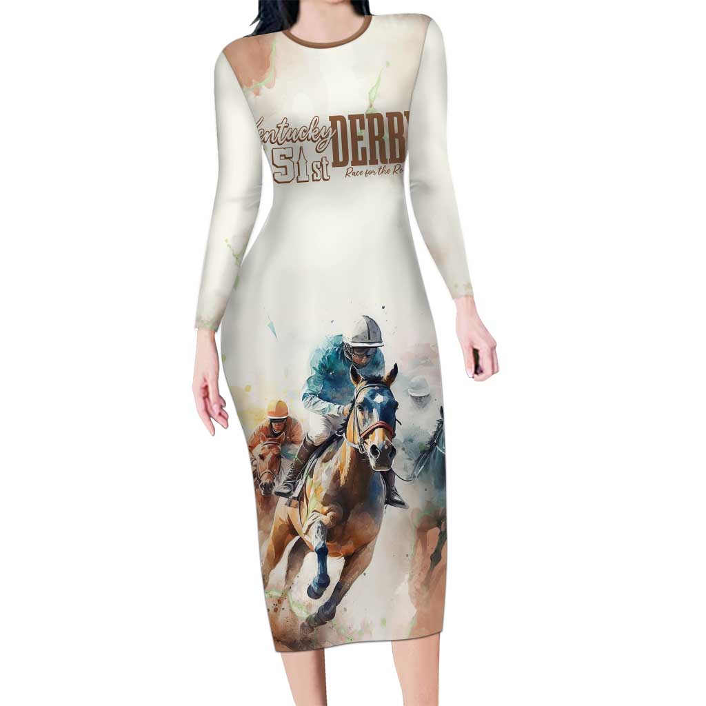 Personalised Kentucky Horse Racing Long Sleeve Bodycon Dress 151st Anniversary LT7
