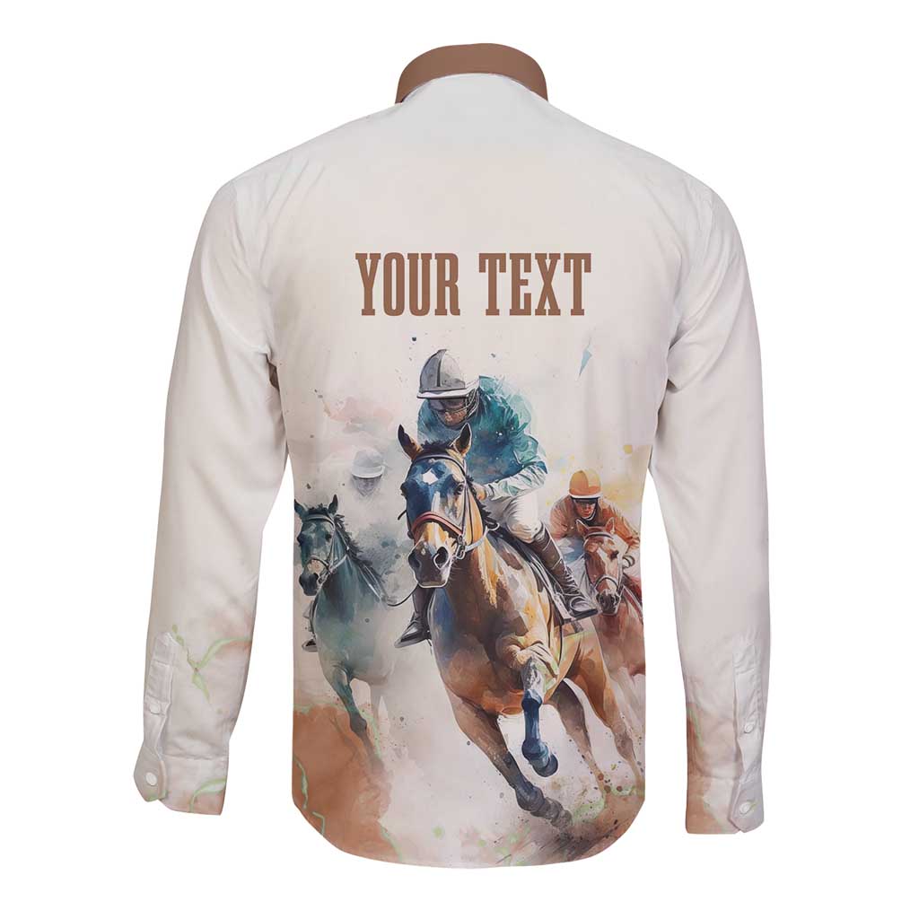 Personalised Kentucky Horse Racing Long Sleeve Button Shirt 151st Anniversary LT7