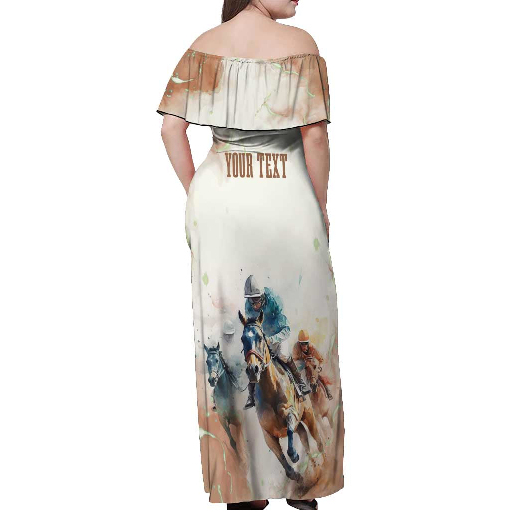 Personalised Kentucky Horse Racing Off Shoulder Maxi Dress 151st Anniversary LT7