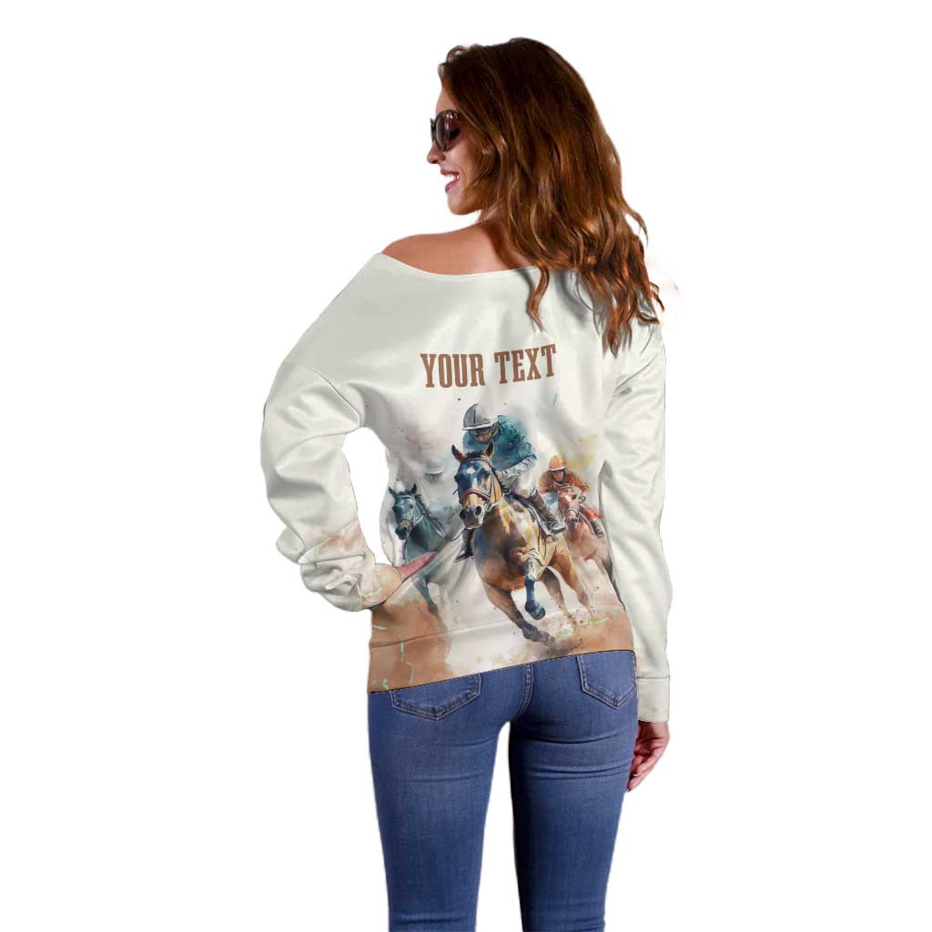 Personalised Kentucky Horse Racing Off Shoulder Sweater 151st Anniversary LT7