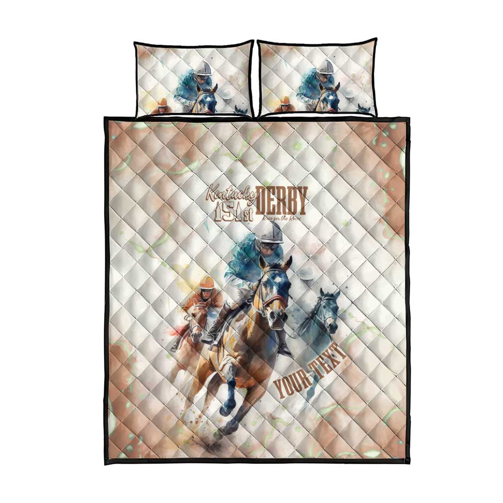 Personalised Kentucky Horse Racing Quilt Bed Set 151st Anniversary LT7