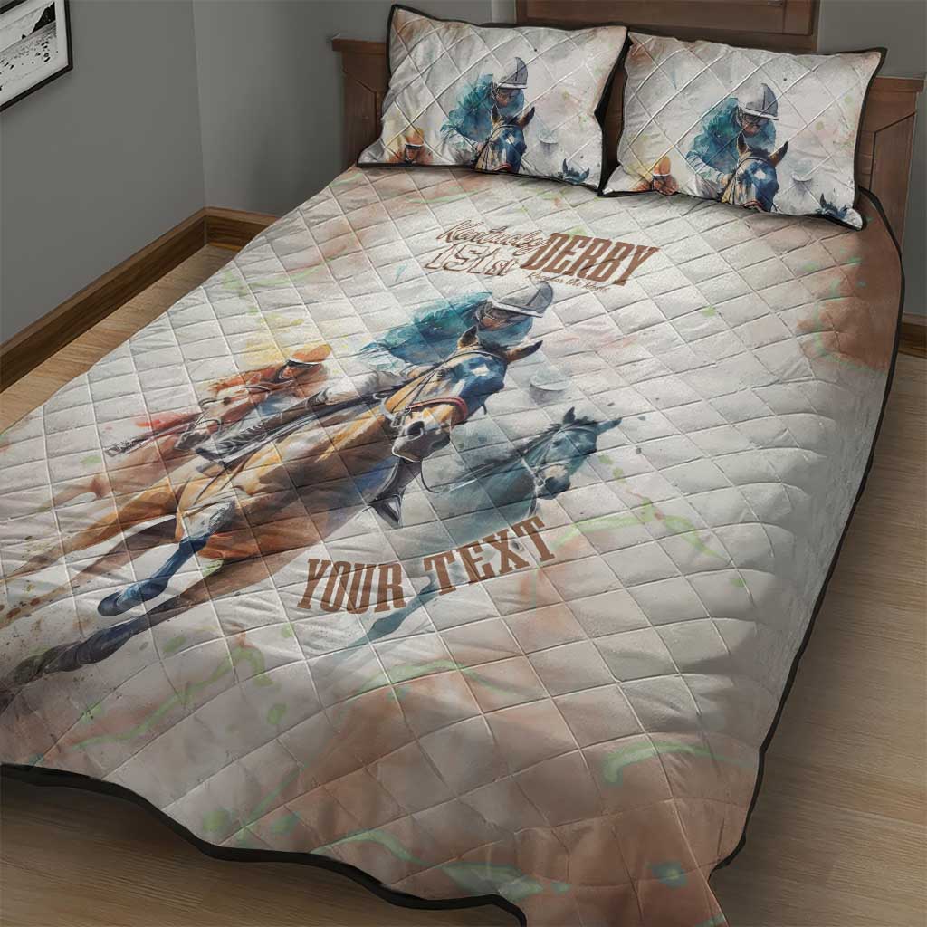 Personalised Kentucky Horse Racing Quilt Bed Set 151st Anniversary LT7