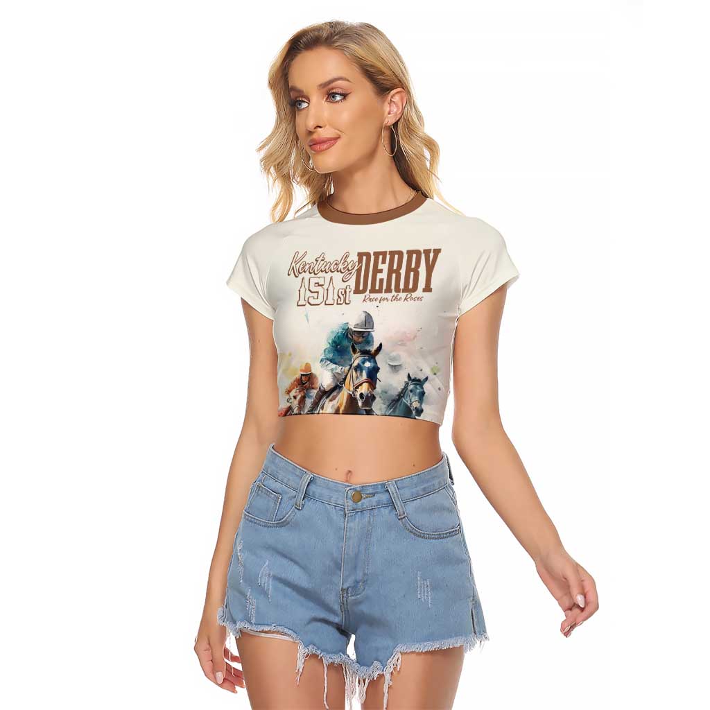 Personalised Kentucky Horse Racing Raglan Cropped T Shirt 151st Anniversary LT7