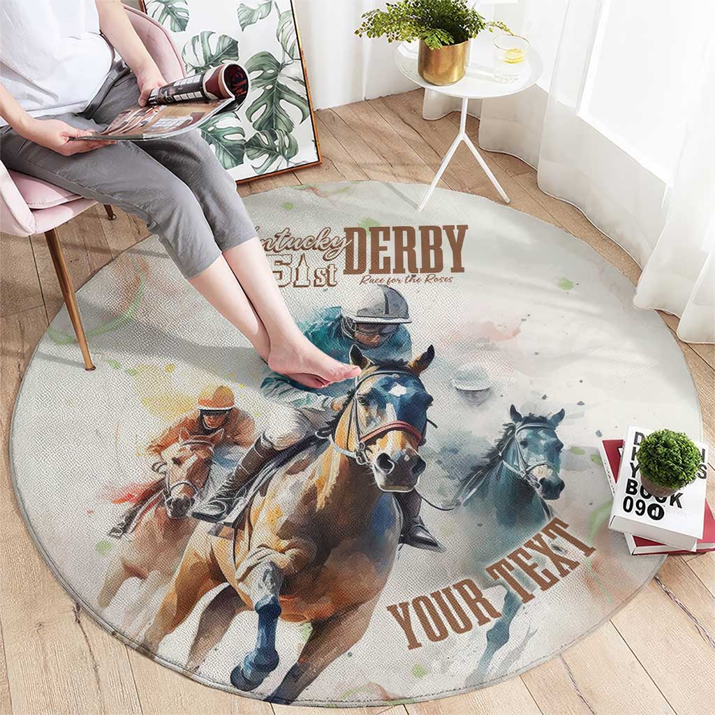 Personalised Kentucky Horse Racing Round Carpet 151st Anniversary LT7
